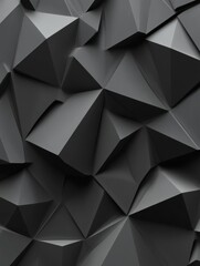 Poster - Abstract Black Geometric Pattern. 3D Polygonal Background. Dark Grey Slate Texture. Minima