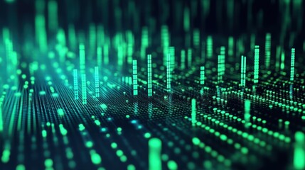 Poster - Abstract Digital Data Visualization Green Cityscape