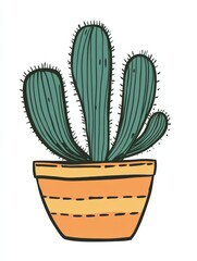 Poster - Line art cactus. Simple geometric cactus design, minimalist, modern style, great for decor or branding.