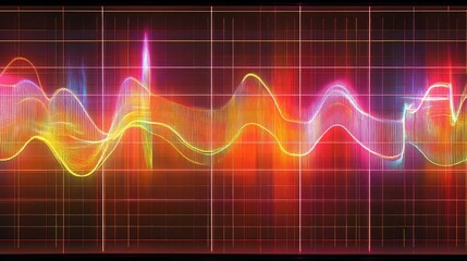 Poster - Vibrant Colorful Waveforms Displayed On A Grid