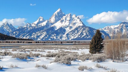 Wall Mural - Majestic Snowcapped Teton Range Winter Landscape