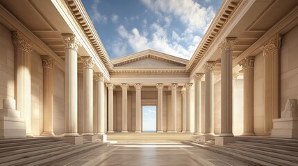 Aufkleber - Ancient Greek Temple Colonnade Exterior View