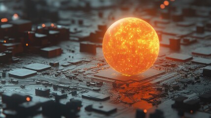 Aufkleber - Luminous Sphere Rests on Advanced Circuit Board