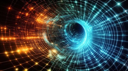 Aufkleber - Abstract Digital Tunnel Of Light And Data Streams