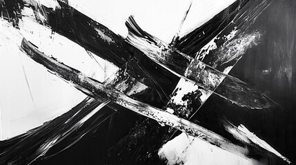 Poster - abstract black and white canvas: bold strokes, intersecting lines, dynamic energy
