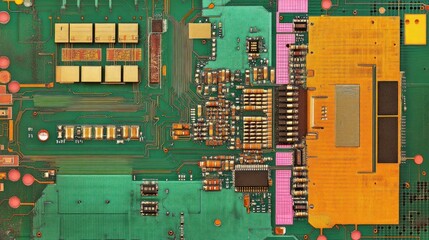 Poster - Detailed Close Up Of A Green Circuit Board