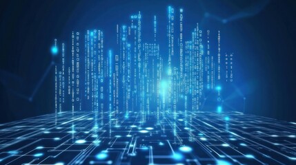 Poster - Abstract Digital Data Stream Cityscape Visualization