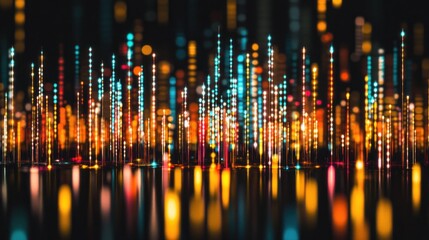 Poster - Abstract Digital Light Cityscape Illuminated Night