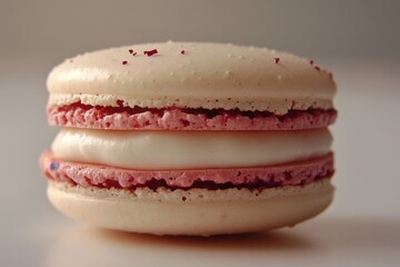 Canvas Print - A Delicate Cream And Raspberry Macaron Sandwich