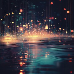 Poster - Abstract Cityscape Night Lights Digital Art