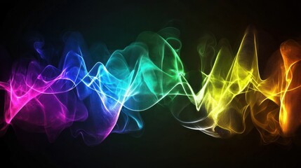 Poster - Abstract Colorful Waves Flowing Dynamically Across Dark Background