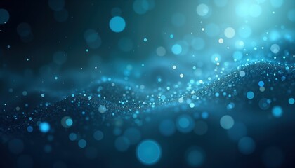 Aufkleber - Abstract digital art. Sparkling, ethereal scene with floating blue particles. Modern design suitable as wallpaper background illustration. Glowing, shimmering effect creates calm, serene atmosphere.