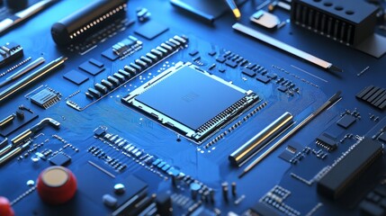 Poster - Detailed Closeup Of A Modern Computer Circuit Board