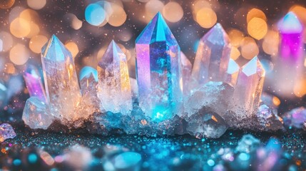 Aufkleber - Luminous Cluster Of Sparkling Crystals Glowing Brightly