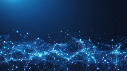 Poster - Abstract Blue Network Digital Connections Design