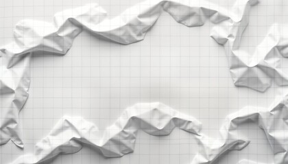 Aufkleber - Abstract white crumpled graph paper texture. Wrinkled paper sheet with faint grid lines. Ideal for backgrounds design elements. Geometric pattern. Suitable for creative projects, artistic purposes.