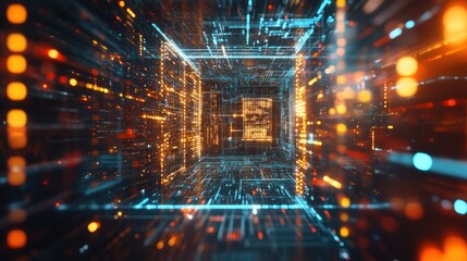 Poster - Abstract Digital Data Stream Tunnel Visualization