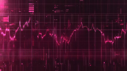 Poster - Pink Digital Stock Market Data Graph Display