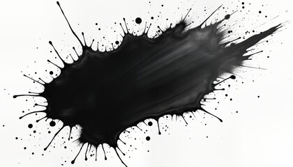 Poster - Abstract black paint splatter on transparent background. Artistic splatter effect illustration. Black paint smudge, liquid splatter design. Creative graphic element for design project. Messy paint
