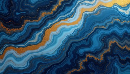 Poster - Abstract design with flowing blue, gold marble patterns. Luxury design ideas for backgrounds wallpapers. Modern artistic style with sophisticated, elegant look. Fluid liquid patterns create dynamic