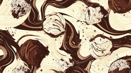 Poster - Swirling Chocolate and Cream Abstract Design