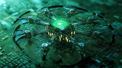 Poster - Futuristic Drone Assembles on Circuit Board Technology