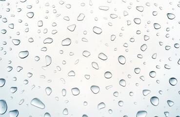 Aufkleber - Clear water droplets form various shapes on plain white surface. Water drops create eye-catching pattern. Tiny, round. Image macro close-up view of water droplets. Drops clear, reflective. Pure,