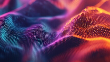 Poster - Abstract Digital Waveform Neon Grid Pattern