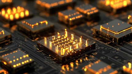 Poster - Illuminated Microchip Circuit Board Technology