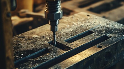 Poster - Metal Drilling Machine Precisely Creates Holes In Metal