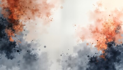 Aufkleber - Abstract watercolor art piece on canvas. Dynamic blend of charcoal grey, antique white with copper accents. Hand-painted texture creates unique design. Suitable as wallpaper decor for modern vintage