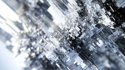Poster - Abstract Metallic Cityscape Digital Art Rendering