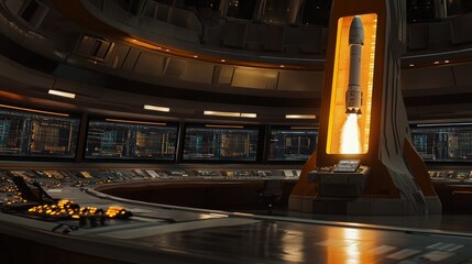 Poster - Spacecraft Launch Control Room Interior Design