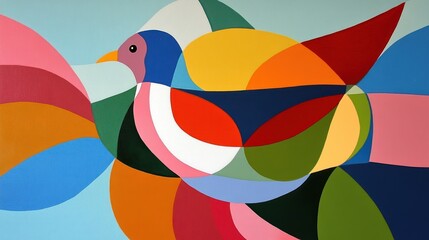 Poster - Abstract Colorful Bird In Flight Geometric Design