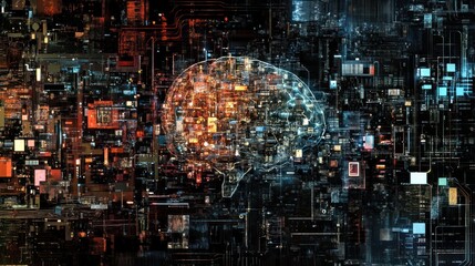 Poster - Digital Brain Circuitry Abstract Representation