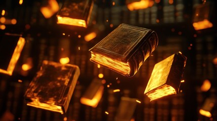 Poster - Ancient Books Glowing In Magical Library Setting