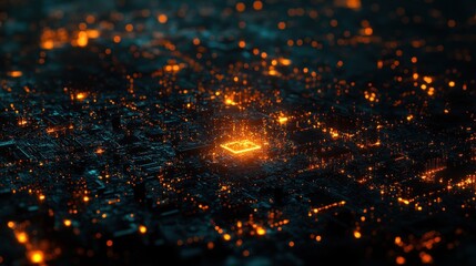 Poster - Illuminated Circuit Board Central Processing Unit