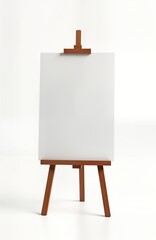 Aufkleber - Empty wooden easel with blank white canvas. Versatile design suitable for presentations, announcements, promotional materials. Modern, clean style. Ideal mockup for marketing materials design