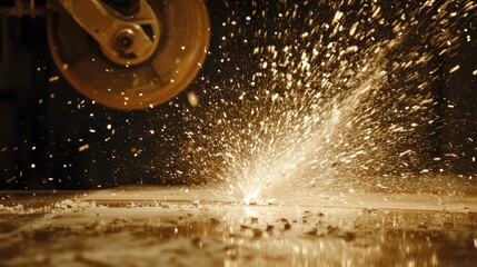 Poster - Rotating cutting wheel sparks bright light