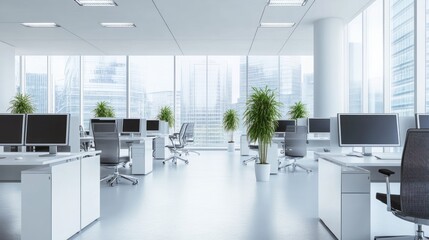 Aufkleber - Modern White Office Space With City View