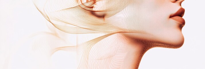 Aufkleber - Silhouette of a womans face featuring golden ratio lines representing beauty and harmony in design. Generative AI