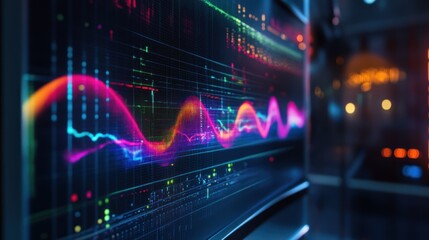 Poster - Vibrant Data Waves Displayed On Modern Technology Screen