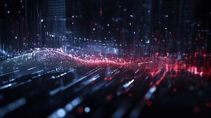 Poster - Abstract Digital Data Visualization Red Blue Network