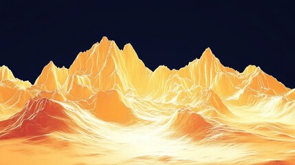 Poster - Golden Abstract Mountain Range Landscape