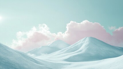 Poster - Serene Snow Covered Mountains Under a Pastel Sky