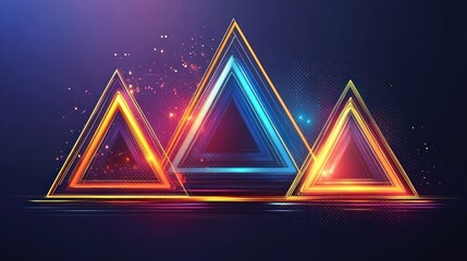 Poster - Vibrant Neon Triangles Abstract Art Design