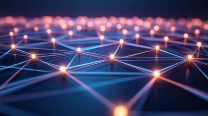Poster - Illuminated Network Nodes Connected by Lines