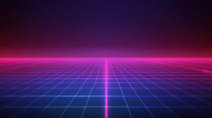 Poster - Retro Futuristic Grid Landscape Digital Art