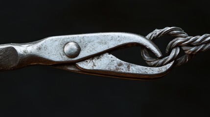 Poster - Rusty pliers gripping a twisted metal wire