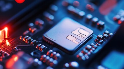Poster - Close up view of a sim card on a circuit board